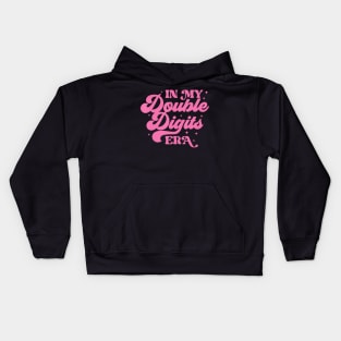 Funny Girl Birthday,In My Double Digits Era Retro 10 Year Kids Hoodie